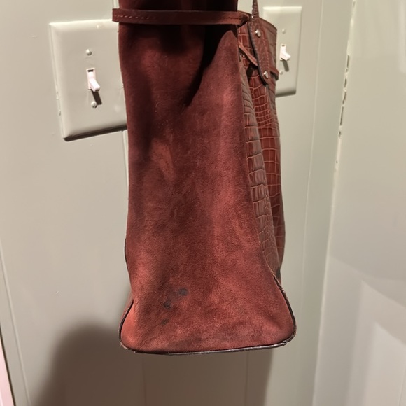 J McLaughlin Tassel Bag Brown Crocodile Leather Extra Large - Picture 8 of 16